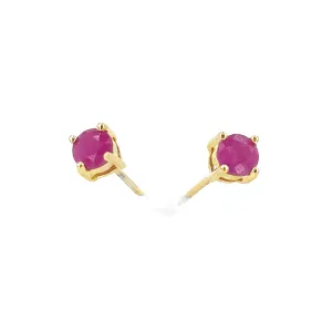 Women’s 9ct Yellow Gold Four Claw Ruby Stud Earrings - 1g 0.10ct