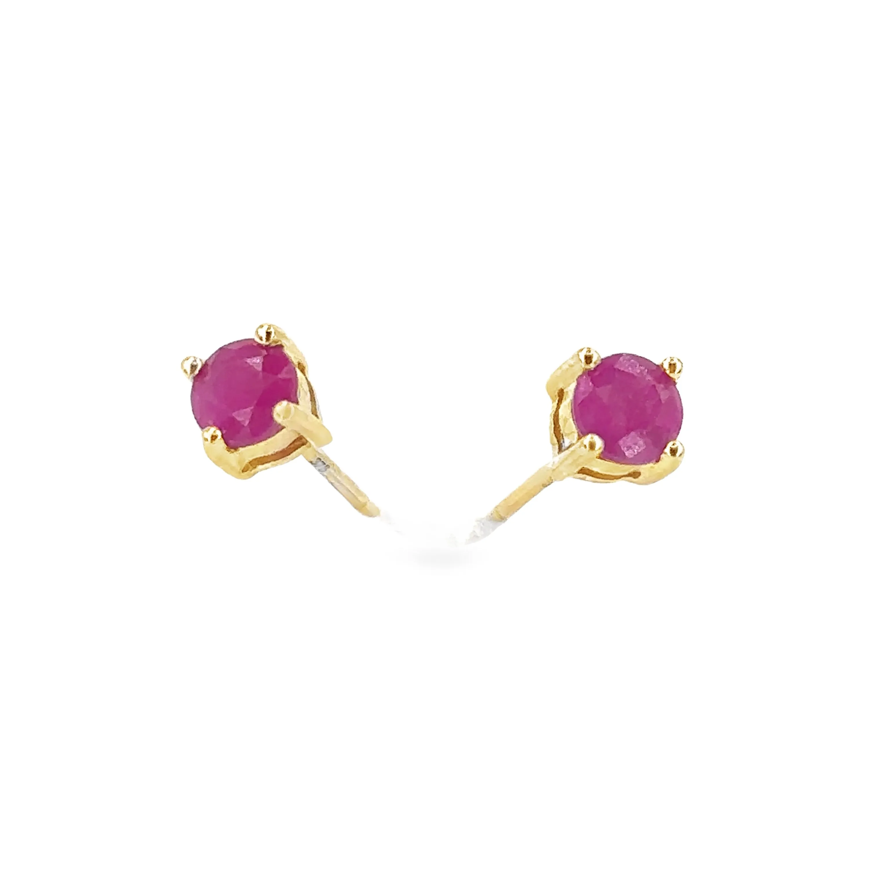Women’s 9ct Yellow Gold Four Claw Ruby Stud Earrings - 1g 0.10ct