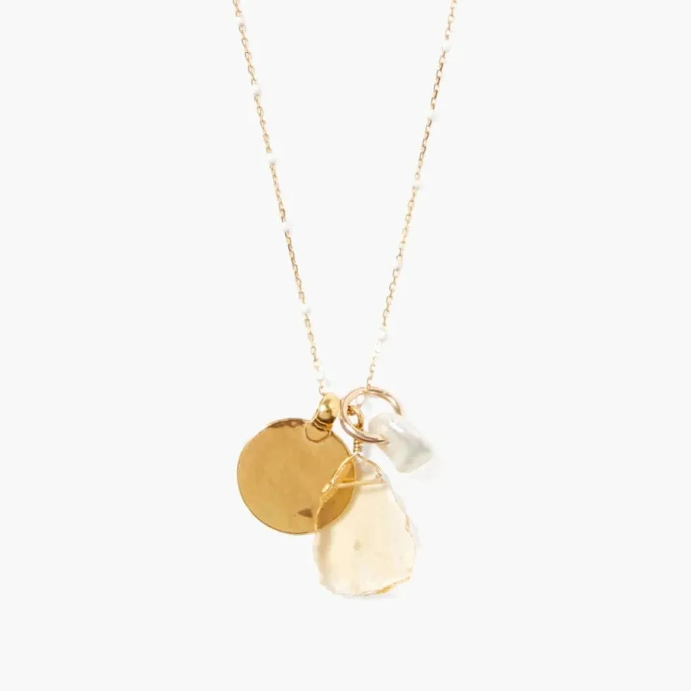 Zuri Enamel Charm Necklace White Mix