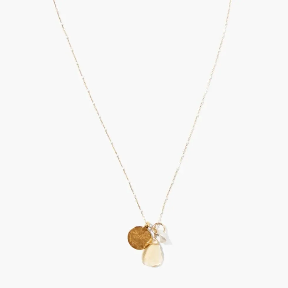 Zuri Enamel Charm Necklace White Mix