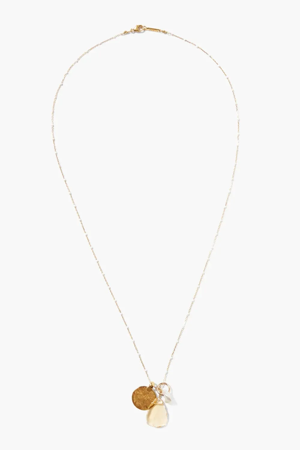 Zuri Enamel Charm Necklace White Mix
